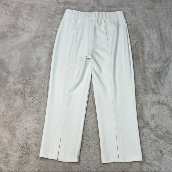 Joseph Ribkoff White Crop Pants Size 4 Stretch Slit Elegant Minimalist Capri - Picture 7 of 9